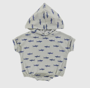 Mini Shark Hooded Romper